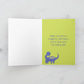 Paarse Dinosaurus Verjaardag met Stippen Kaart (Binnen)