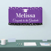 Paarse diploma-feestbanner met aangepaste naam spandoek (Beurs)