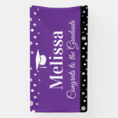 Paarse diploma-feestbanner met aangepaste naam spandoek (Verticaal)
