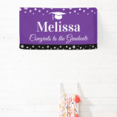 Paarse diploma-feestbanner met aangepaste naam spandoek (Insitu)