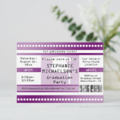 Paarse diploma-uitreiking of feest toegangskaartje kaart (Staand voorkant)