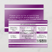 Paarse diploma-uitreiking of feest toegangskaartje kaart (Voorkant / Achterkant)