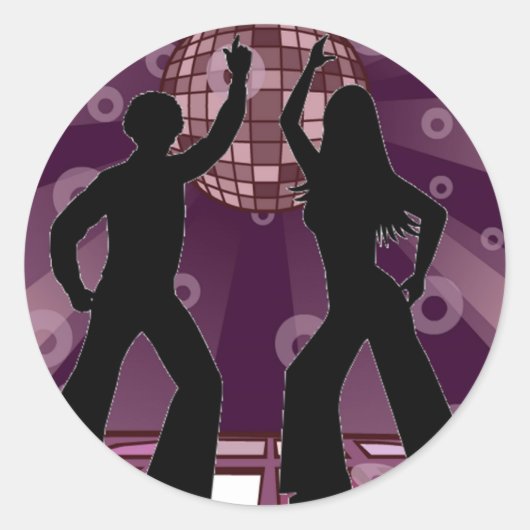 Paarse Disco 2 Ronde Sticker (Voorkant)
