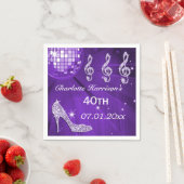 Paarse Disco Bal en Glitter Hakken 40e Servetten (Insitu)