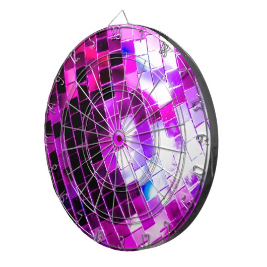Paarse Disco Ball Dartbord (Voorkant Rechts)