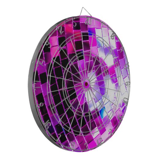 Paarse Disco Ball Dartbord (Voorkant Links)