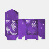 Paarse Disco Ball en Sparkle Heels Favor box Bedankdoosjes (Uitgevouwen)