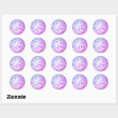 Paarse Disco Ball Ronde Sticker (Vel)