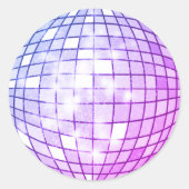 Paarse Disco Ball Ronde Sticker (Voorkant)