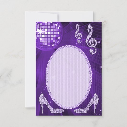 Paarse Disco Ball Sparkle Heels Dank je Bedankkaart (Achterkant)