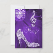 Paarse Disco Ball Sparkle Heels RSVP Kaartje (Voorkant)