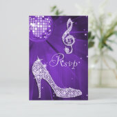 Paarse Disco Ball Sparkle Heels RSVP Kaartje (Staand voorkant)