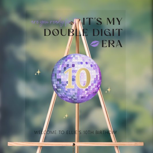 Paarse disco dubbele cijfers tijdperk Verjaardag W Acryl Bord (Neutraal)