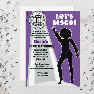 Paarse Disco Feest Vrouwen Verjaardag Boogie Kaart
