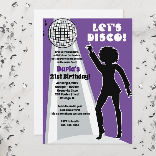Paarse Disco Feest Vrouwen Verjaardag Boogie Kaart