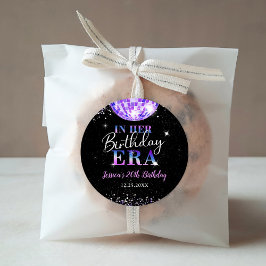 Paarse disco in haar verjaardagsfeestje ronde sticker