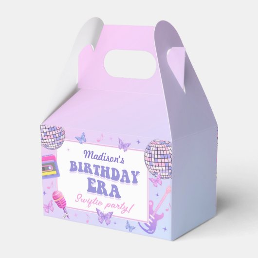 Paarse disco in mijn verjaardagstijd bedankdoosjes (Achterkant)