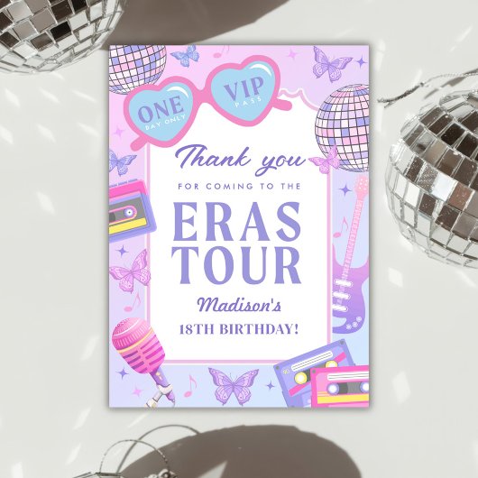 Paarse disco in mijn verjaardagstijd bedankkaart