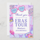 Paarse disco in mijn verjaardagstijd bedankkaart (Voorkant)