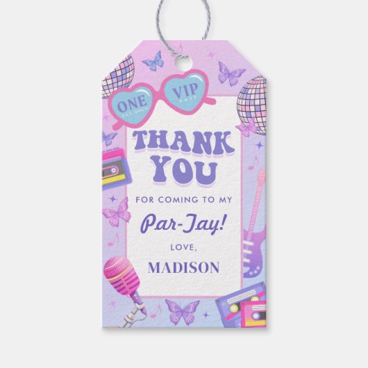 Paarse disco in mijn verjaardagstijd cadeaulabel (Voorkant)