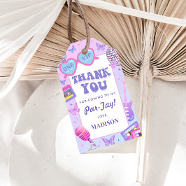 Paarse disco in mijn verjaardagstijd cadeaulabel