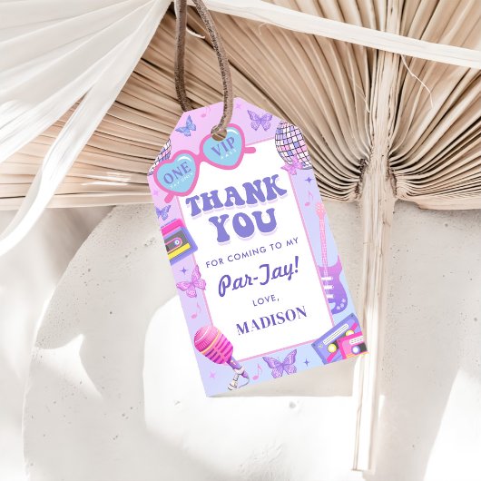 Paarse disco in mijn verjaardagstijd cadeaulabel