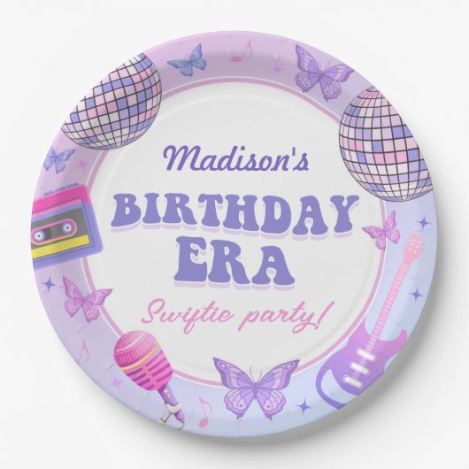 Paarse disco in mijn verjaardagstijd papieren bordje (Voorkant)