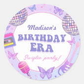 Paarse disco in mijn verjaardagstijd ronde sticker (Voorkant)