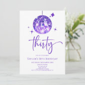 Paarse discobal 30e verjaardagsfeest kaart (Staand voorkant)