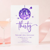 Paarse discobal 30e verjaardagsfeest kaart