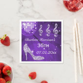 Paarse discobal en sprankelhakken 35e servetten (Insitu)