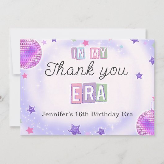Paarse discobal in mijn verjaardagstijdperk bedankkaart (Voorkant)