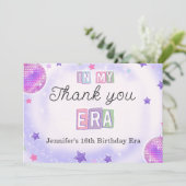 Paarse discobal in mijn verjaardagstijdperk bedankkaart (Staand voorkant)