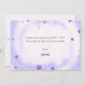 Paarse discobal in mijn verjaardagstijdperk bedankkaart (Achterkant)