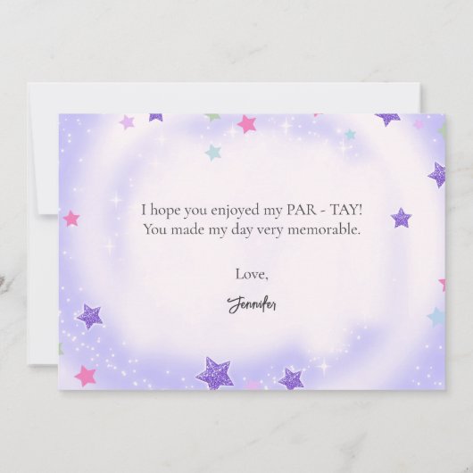 Paarse discobal in mijn verjaardagstijdperk bedankkaart (Achterkant)