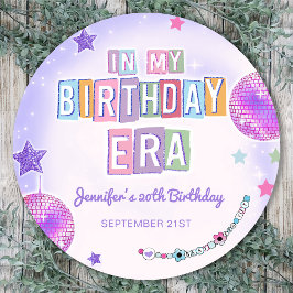 Paarse discobal in mijn verjaardagstijdperk ronde sticker