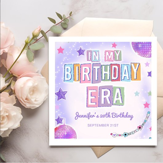 Paarse discobal in mijn verjaardagstijdperk servet