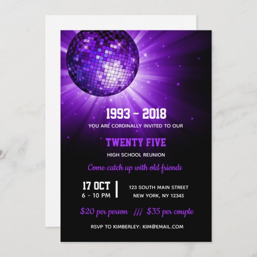 Paarse discobal kaart (Voorkant / Achterkant)