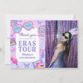 Paarse discotheek in mijn verjaardagstijd foto bedankkaart (Voorkant)