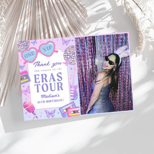 Paarse discotheek in mijn verjaardagstijd foto bedankkaart