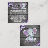 Paarse Display douche olifant rustieke bloemen Vierkante Visitekaartje (Voorkant / Achterkant)