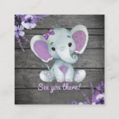 Paarse Display douche olifant rustieke bloemen Vierkante Visitekaartje (Achterkant)