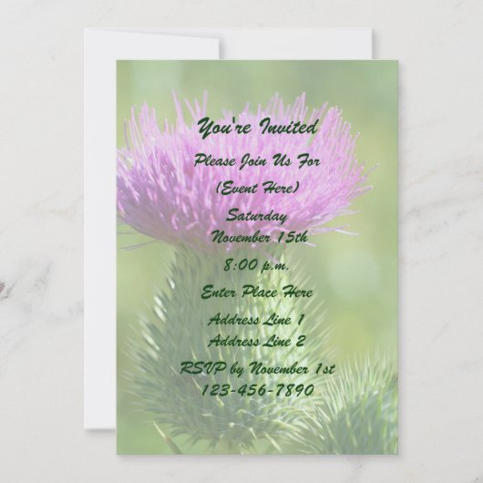 Paarse Distel Bloem Feest Kaart (Voorkant)