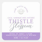 Paarse distel bloesem riet diffuser product vierkante sticker (Voorkant)