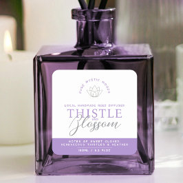 Paarse distel bloesem riet diffuser product vierkante sticker