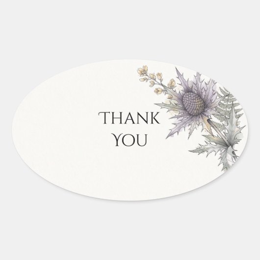 Paarse Distel Botanische Bedankt Sticker (Voorkant)