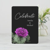 Paarse Distel Bruiloft Kaart (Staand voorkant)