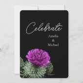Paarse Distel Bruiloft Kaart (Voorkant)