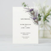 Paarse Distel Heather Schotse Save The Date (Staand voorkant)