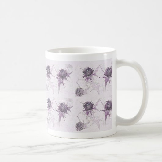 Paarse distel natuur ontwerp koffiemok (Rechts)